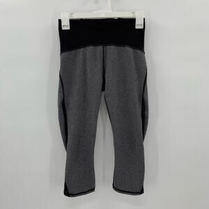 Lululemon Leggings Womens 6 Black Gray Cropped Mesh Vent Pocket Active Yoga